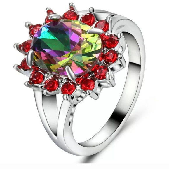 New Rainbow Mystic Topaz White Gold Ring. - Picture 3 of 3